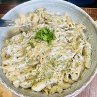 Pasta. This cream sauce was to die forr  at  PLANT GOSSIP - powered by OrVeganic Kitchen in Coeur D Alene