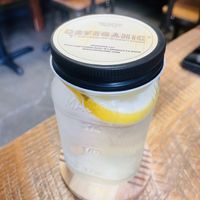 Water in a fun mason jarr  at  PLANT GOSSIP - powered by OrVeganic Kitchen in Coeur D Alene