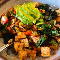 TexMex Scramble at  PLANT GOSSIP - powered by OrVeganic Kitchen in Coeur D Alene