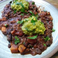 Sloppy joes, really good, guacamole is amazing at  PLANT GOSSIP - powered by OrVeganic Kitchen in Coeur D Alene
