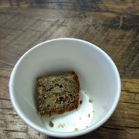 Little taster bread they bring with their vegan butters and yogurt at  PLANT GOSSIP - powered by OrVeganic Kitchen in Coeur D Alene