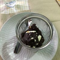 Brownie with ice cream  at Rustic Fusion in Madrid