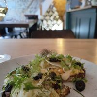 Toast with artichoke cream at Les Mauvaises Herbes in Lyon