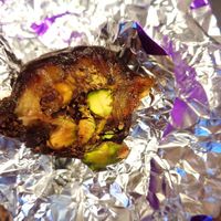 Inside the chocolate and pistachio stuffed and enrobed Cleveland Date.  at Zippy Cook in Cleveland