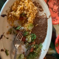 Rice and beans with fajitas  at La Casa Lopez in Moscow