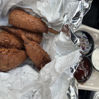 Vegan wings with sauces on the side   at The Thyme Pizzeria in Winnetka