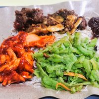 Bee hoon with bitter gourd, rojak and chilli squid, good, recommended at Jia Bee Hoon 佳米粉 in Central Singapore