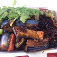 Haebeehiam, brinjal and bitter gourd Maggie.$3 at Jia Bee Hoon 佳米粉 in Central Singapore