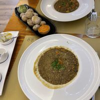 Lentils and canarian potatoes  at Puerta Verde in Lanzarote