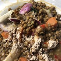 Kanarischer Linseneintopf mit Gofio und Zwiebeln   at Puerta Verde in Lanzarote