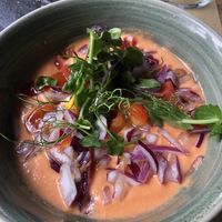 Salmorejo, leckere, kalte, vegane Gemüsesuppe   at Puerta Verde in Lanzarote