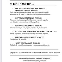 Dessert menu  at Puerta Verde in Lanzarote