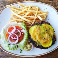 Vegan burger   at Selina in Bocas Del Toro