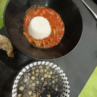 Black garbanzo and veggies with kimchi at Gaia in Burgos
