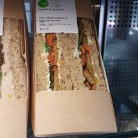 Falafel & Spinach sandwich.
Clear vegan label. at The Kitchen at YSP Centre in Wakefield