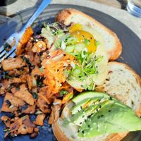 Chilli tofu, egg on toast at One for the Crow in Maidstone