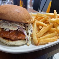 Buffalo chick’n burger, so good  at One for the Crow in Maidstone