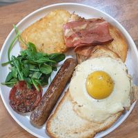 Big brekky $26.00 - delish bacon; egg yolk was perfectly runny but needs some black salt!; needs sauce/more flavour at One for the Crow in Maidstone