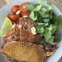 Pad thai - with “chicken” schnitzel and “egg”. Absolutely deliciouss  at One for the Crow in Maidstone