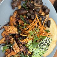 Chilli tofu with mushrooms  at One for the Crow in Maidstone