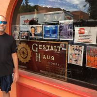 Russ loves a GHaus Vegan dog and Vice’s PSAs! at Gestalt Haus in Fairfax