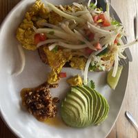 Tofu scramble with avocado added  at Byron Bay General Store in Byron Bay