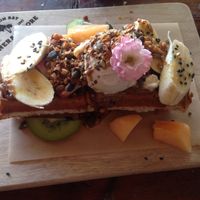 Vegan gluten-free waffles  at Byron Bay General Store in Byron Bay