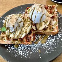 Waffle - White chocolate & Matcha drizzle  at Dicki's in New Farm