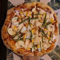 Summertime pizza, vegan version at Cafe Tropical in Koh Lipe