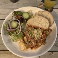 Mexican scrambled tofu. The homemade bread was divine   at The Red Tomato in Langkawi