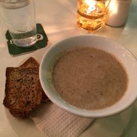 Mushroom soup with gf bread at The Red Tomato in Langkawi