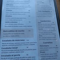 Menu at DoceCuarenta in La Paz