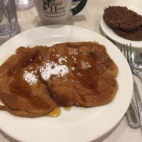 Gingerbread pancakes with vegan impossible sausage  at Anna's House - E Beltline in Grand Rapids