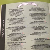 Vegan page of menu at Anna's House - E Beltline in Grand Rapids