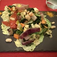Warm white bean salad with turmeric   at Momentos in Evora