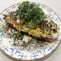 Scrambled Tofu Toast With Oumph at Jord in Malmo