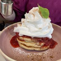 American pancake with cream and berries  at Jord in Malmo