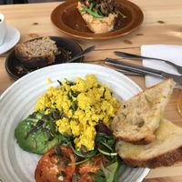 Scramble, banana bread and mushroom toast! at Jord in Malmo