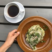 Pea pesto sandwich with extra avocado on glutenfree bread!! at Jord in Malmo