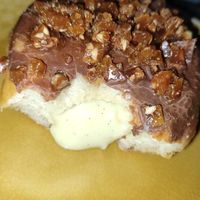 Friday donut with vegan daim, filled with vanilla cream at Bageri Leve in Malmo