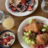 Croissants and custard/blueberry jam pastry  at Bageri Leve in Malmo