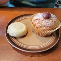 Left: biscuit, right: croissantsnurre at Bageri Leve in Malmo