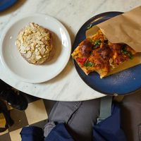 vegan almond-bun & foccacia at Bageri Leve in Malmo