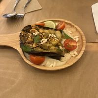 Starter off the specials menu - tahini eggplant  at Riz Riz - Marais in Paris