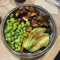 Tofu and edamame with black rice  at Riz Riz - Marais in Paris