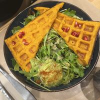 Sweet potato waffels with salad  at Riz Riz - Marais in Paris