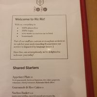 Menu at Riz Riz - Marais in Paris