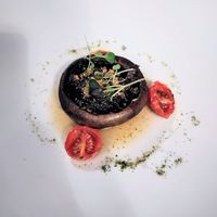 Portobello mushroomwith red onion jam and onion broth at Brown's in Londonderry