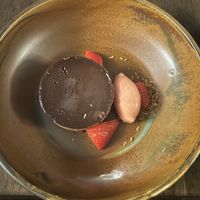 Raspberry sorbet and cheesecake  at Brown's in Londonderry