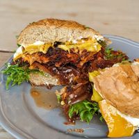 Vegan Berlin Burger with Sweet Potato Patty at Halifax Burgers in Frederiksberg